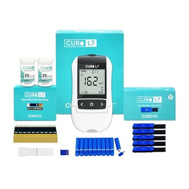 CURO L7 Portable Cholesterol & Glucose Testing Kit, Easy at-Home Use, Instant 6-in-1 Lipid Panel & Blood Sugar Results, Total, HDL, LDL, Triglycerides, Glucose