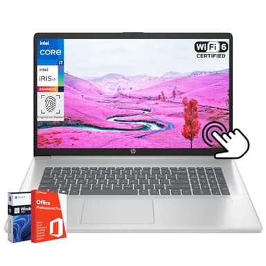 HP 17" Touchscreen Business Laptop, Intel 10-Core i7-1355U(Up to 5 GHz), Microsoft Office Pro Lifetime, 32 GB RAM, 1 TB SSD, HD Audio, 720P Webcam, WiFi 6, Bluetooth 5.3, Windows 11 Pro, Silver