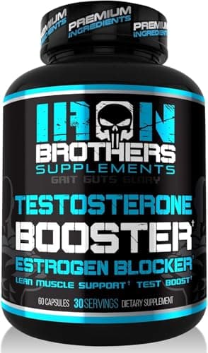 Testosterone Booster for Men with Estrogen Blocker - Natural Anti-Estrogen Supplement to Increase Libido & Strength - Boost Muscle Growth & Weight Loss - Indole 3 Carbinol & Tribulus -60 Capsules