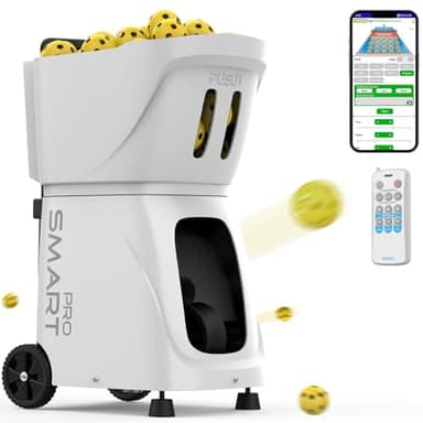 PUSUN PP-SMART Pro Pickleball Machine - Professional Auto Ball Server with APP Control, 20 Landing Points & Dink Training, Smart Pickleball Launcher with Multi-Angle System (4-6H Runtime) (White)