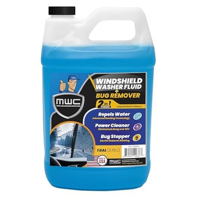 MWC Windshield Washer Fluid, Ready to Use, Removes dirt, Safe for the environment, Removes grime, Streak Free Glass Cleaner,+ 32°F, 1 Gallon (3.78 Liters)