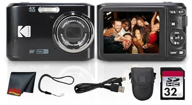 Kodak PIXPRO FZ45 Digital Camera (Black) | 16MP Sensor, 4X Optical Zoom, 27mm Wide-Angle Lens & Full HD Video | Great for Travel & Family Photos (FZ45BK) + 32GB Card + Camera Case + Cleaning Cloth