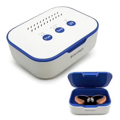 BOCOKO Electronic Ultra Violet C Hearing Aid Dehumidifier Automatic Dryer Case for Hearing Amplifier Removes Sweat & Moisture from Hearing Aids