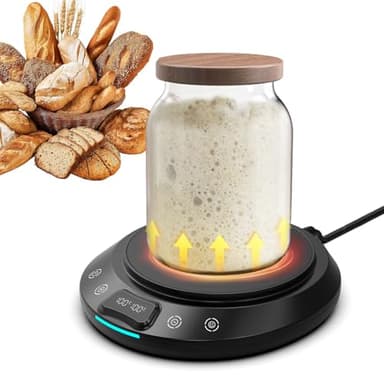 Upgraded 2025 Sourdough Starter Warmer – Precise 1°F Thermostat (70–120°F), Warming Mat with 24H Timer & Auto On/Off Memory, Ideal for Bread Fermentation