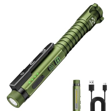 PASIION EDC Flashlight Rechargeable,800 Lumen Small Flashlight with Magnetic Clip & Base, 11 Modes LED Flashlight,Glass Breaker&Bottle Opener, USB-C Flashlight for Working,Home and Emergency