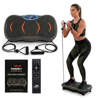 Powerfit Vibration Plate Exercise Machine - Waver Full Body Vibration Platform for Weight Loss & Lymphatic Drainage - Best Power Plate for Seniors - 200 Lbs Capacity