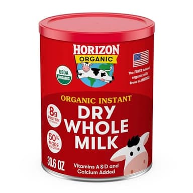 Horizon Organic Instant Dry Whole Milk Powder, 30.6 oz, USDA Organic, Non-GMO, Shelf Stable, Great for Baking, Cooking, Beverages, Emergency Storage, Pantry Essential