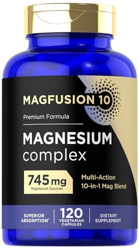 Magfusion-10 Magnesium Complex Supplement 745mg | 120 Capsules | 10 in 1 Blend | Vegetarian, Non-GMO, Gluten Free