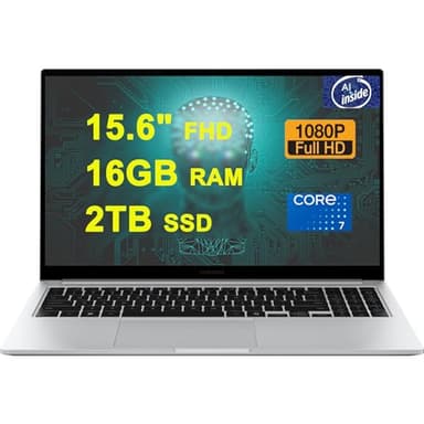 Samsung Galaxy Book 4 Business Copilot AI PC Laptop 15.6" FHD Anti-Glare Intel 10-core Core 7 150U (Beats i7-1335U) 16GB RAM 2TB SSD Backlit Fingerprint USB-C Long-Lasting Battery Win11 Silver