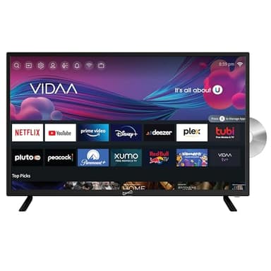 Supersonic SC-3226SDVD 32-inch LED Smart HDTV w/DVD Player, ATSC & NTSC System, 3X HDMI, 1080p, WiFi, USB, Multi Language OSD, AC/DC Compatible for Home, Kitchen, or RV Camper, DC Car Cord Included