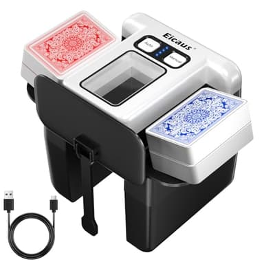 Eicaus Automatic Card Shuffler 1-4 Deck - Rechargeable 2500mAh Electric Card Shuffling Machine for Seniors & Family Game Night - Portable & Fast Shuffler for UNO, Poker, Blackjack, Phase 10 & Skip-Bo