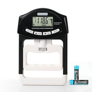 Handeful Grip Strength Tester Trainer - Dynamometer Handgrip Measurer Meter, Handheld Strengthener Exerciser for Sports, School, and Home Use (198Lbs / 90Kgs)