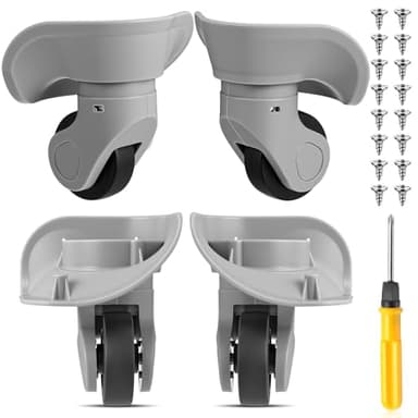Silkfly 4 Pcs Luggage Wheels Replacement Travel Suitcase Caster Repair Kits with Screw Replacement Left and Right Wheels Mute Bearing Swivel for Luggage (Gray,Large)