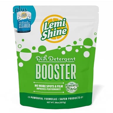 Lemi Shine Natural Dish Detergent Booster - Hard Water Stain Remover - Multi-Use Citric Acid Cleaner - 38 oz