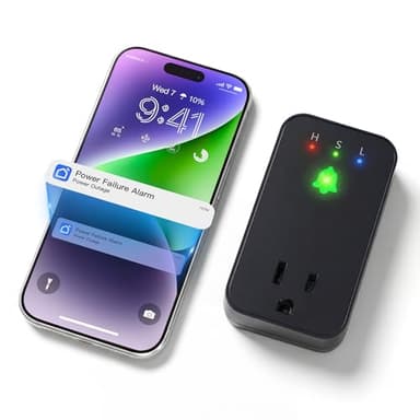 Power Failure Alarm WiFi, Smart Freezer Alarm with Free App Notifications, Power Outage Alarm Monitor with Loud 110dB & LED Indicator & Voltage Detection for GFCI Trips, Aquarium, Sump Pump