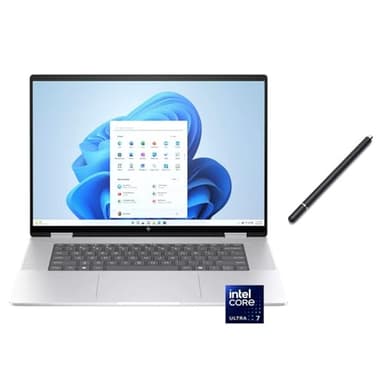 HP Envy 2-in-1 16" 2K Touch-Screen Laptop | Intel Core Ultra 7 155U |Intel Graphics | 5MP IR Camera | Backlit | Silver | 16GB RAM DDR5 | 1024GB SSD | Windows 11 Home | Bundle with Stylus Pen
