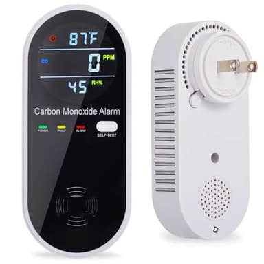 Carbon Monoxide Detector Plug in Wall, WESHLGD Portable Carbon Monoxide Detector for Travel, 3-in-1 CO Detector for Home and Travel Camping(CO Gas Meter Temperature Humidity Sensor)