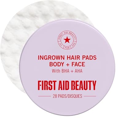 First Aid Beauty Ingrown Hair Pads, Body & Face with BHA & AHA - Dermatologist-Tested Aftershave Treatment to Help Prevent Razor Bumps & Exfoliate Underarms & Bikini Area - Sensitive Skin - 28 Count