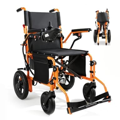 Zygenair YF001S Electric Wheelchair 330 Lbs Capacity Electric Wheelchairs for Adults 500w Lightweight Foldable Power Wheelchair, Motorized Wheelchairs with 12ah Battery, 15 Miles Range, Orange