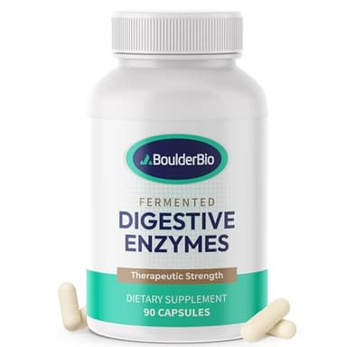 Boulder Bio Digestive Enzymes | 40,000 USP Lipase - Prescription Strength Pancreatic Enzyme Replacement Formula for Fat Digestion, Gut Health & Nutrient Absorption - Fermented, Vegan, High Potency