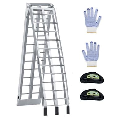 7.5FT Aluminum Loading Ramp, 850 lbs Capacity, Folding Ramp for Pickup Truck & Trailer with Load Straps, for Motorcycle, Dirt Bike, Bicycle, 90" L x 12" W (1-Pack)