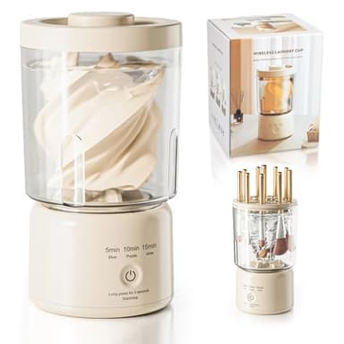 Portable Mini Washing Machine, Underwear Washing Machine Small Clothes Washer Makeup Brush Cleaner Machine Underwear Washer for Home, Hotel, RV, Travel & Camping(Khaki)