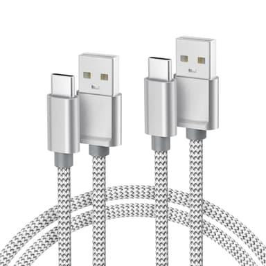Basesailor for iPhone 17 16 Pro Max Charger Cord,USB to USB C Cable,Type C Charging Power Cord for Apple 17e 15 iPad 10 Air 4 5,Samsung Galaxy S26 S25 S24 S23,Silver,2Pack 6.6FT(2M)