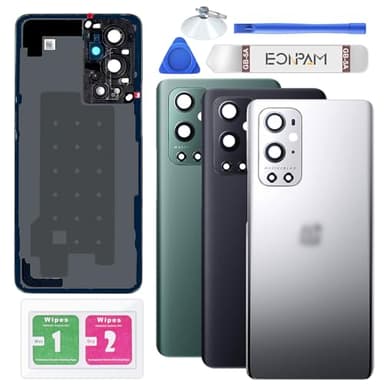 Eonpam Back Glass Replacement for OnePlus 9 Pro Back Cover Rear Housing with Camera Lens + Repair Tool Kit Genuine Rear Glass (Silver)
