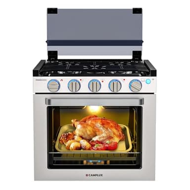 CAMPLUX Classic RV Stove Propane Range 21 Inches, Propane Oven with 3 Burners Cooktop for RV, RV Oven Stove Combo 28,100 BTU/Hr, Stainless Steel RGS21MSF