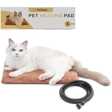 PetTemp Pet Heating Pad for Cats Dogs Indoor & Sheltered Outdoor Waterproof Heated Cat Bed Heated Dog Bed Chew Resistant Cord Constant Temperature Brown 16 x 13 Inch