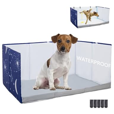 Dog Litter Box with High Walls,Pee Pad Holder Tray for Indoor Dog Potty,No Assembly,No Spill,Waterproof,Easy to Clean,Portable for Travel (Blue Star, M-36''Lx23.6''Wx16''H)
