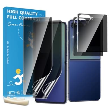 JavoYion 4 Pack for Samsung Galaxy Z Flip 7 Privacy Screen Protector, 2 Pac Inside Anti-Spy Soft Film + 2 Pac Front Anti-Spy Glass, Case Friendly, Privacy Screen Protector for Galaxy Z Flip 7 5G