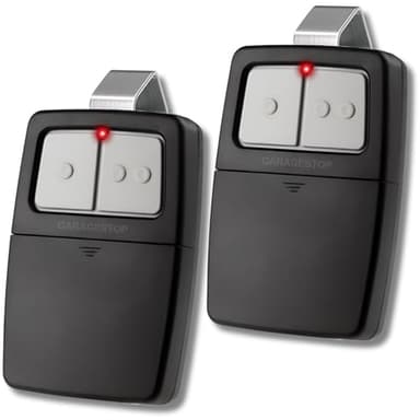 2-Pack Universal Garage Remotes for LiftMaster, Chamberlain, Genie, Linear | Replaces Clicker KLIK1U, 375UT, 375LM | Operates 2 Doors or Gates, Dip Switch & Learn Button Ready