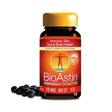 Nutrex Hawaii BioAstin Hawaiian Astaxanthin - 12mg, 50 Softgels - Farm-Direct Premium Antioxidant Supplement to Support Eye, Skin, Joint & Immune System Health - Non-GMO & Gluten-Free