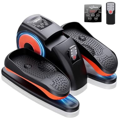 Under Desk Elliptical Machine, Electric Elliptical Leg Exerciser for Seniors with 12 Adjustable, Portable Quiet Elliptical Exercise Machine, Seated Pedal Exerciser with Remote Control (Orange)