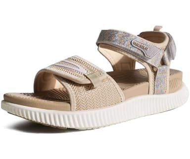 KuaiLu Womens Orthotic Walking Sandals Plantar Fasciitis Arch Support Ladies Recovery Sport Outdoor Travel Sandles Open Toe Thick Athletic Cushion Foam Sandals Adjustable Strap Beige Size 8