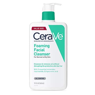 CeraVe Foaming Facial Cleanser, Daily Face Wash for Oily Skin, Hyaluronic Acid + Ceramides + Niacinamide, Fragrance Free & Paraben Free, Non-Drying Oil Control Face Wash, 19 Fluid Ounce
