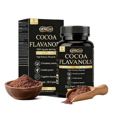 ZYGCDZ High Flavanol Cocoa Powder Supplement with 1200mg Flavanols & Flavonoids (600mg Epicatechin) for Heart Health, Nitric Oxide Support & Energy, 10X More Flavanols Than Regular Cocoa Powder (01)