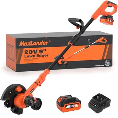 Maxlander 9'' Lawn Edger, 3-Position Blade Depth, 4.0Ah Battery & Charger
