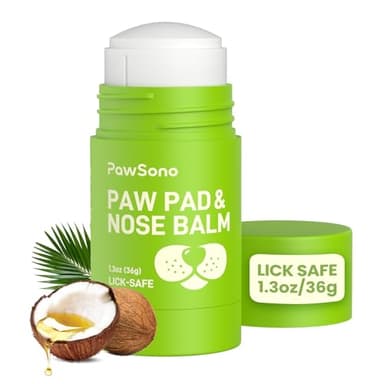 PawSono Lick-Safe Dog Paw & Nose Balm with Coconut Oil | All-Natural Moisturizer & Soother for Dry, Cracked Pads & Snout | Heat & Cold Pavement Protection Wax | Horse Hoof, Joint Care (M (1.3 oz))