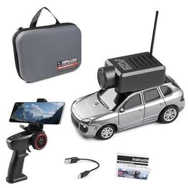 Kodbiby Mini RC Drift Car, 1:64 Scale Mini RC Car with Camera and Radio Transmitter, 2.4GHz Transmitter and APP Controlled Toy Vehicle with HD Magnetic Camera, LED Lights, Fun Toy for (Silver Gray)