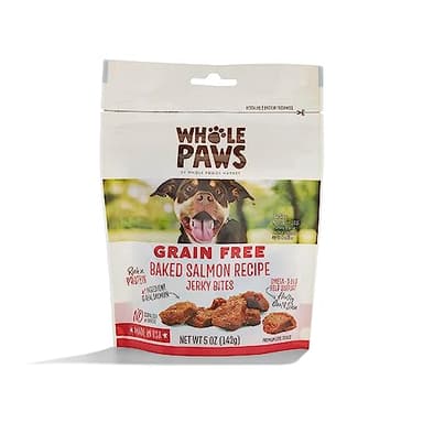 Whole Paws, Grain-Free Dog Jerky Treats, Baked Salmon Recipe, 5 Ounce
