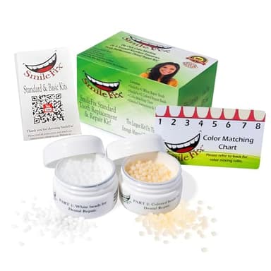 SmileFix Standard Dental Repair Kit - Color Matching Compound - For Missing Or Damaged Teeth - Fix Gaps, Broken Tooth, Spaces - Durable Repair - Fast & Easy - Confident Smiles