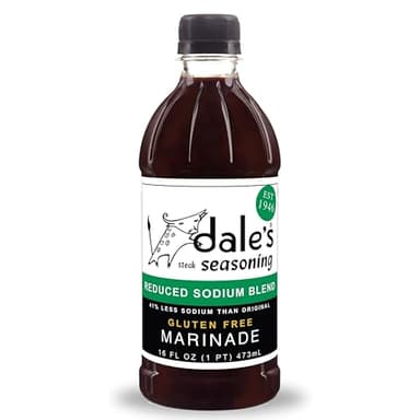 Dale's Seasoning Less Sodium Steak, Poultry, and Vegetable Marinade - (1) Bottle | Award Winning Steak Sauce with No Gluten, No Cholesterol, and Low Sodium