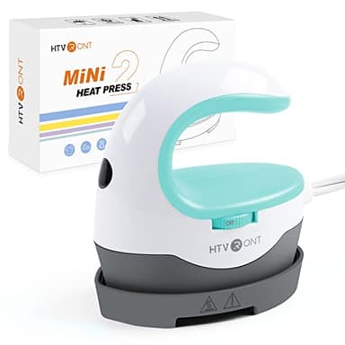 HTVRONT Heat Press Mini Heat Press Machine, Mini Iron for Crafts, Small Heat Press Portable Iron Press Machine for T Shirts, Hats, Heating Transfer Projects (Mint)