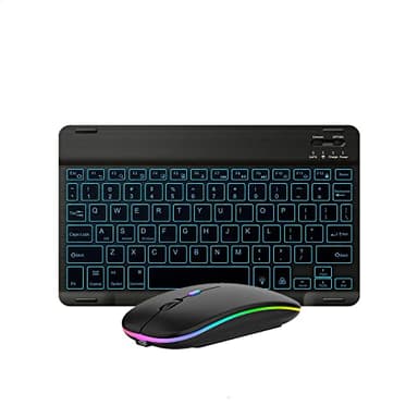 Ultra-Slim Lightweight Bluetooth Keyboard and Mouse Portable Mini Wireless Keyboard Rechargeable 7-Color Backlit for Apple iPad iPhone,Tablet iPhone Smartphone iOS Android Windows,Black