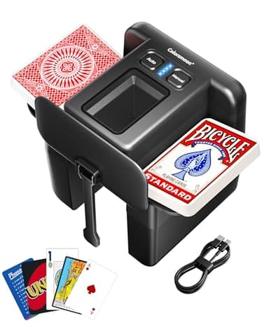 Colorsmoon Automatic Card Shuffler - 4 Deck USB-C Rechargeable Electric Shuffling Machine with Dual Auto & Manual Modes, Ultra-Quiet & Fast Shuffle for UNO, Poker, Phase 10 & Multi-Size Cards