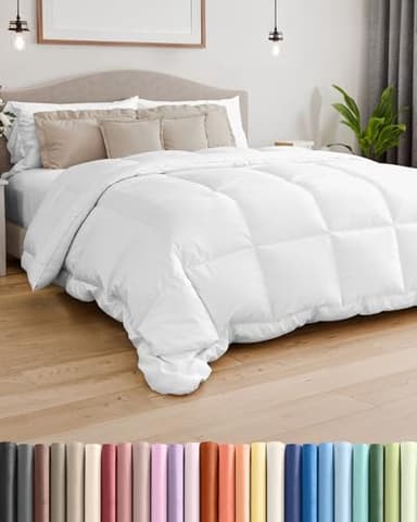 Queen Size, White Alternative Down Comforter - Warm, Lightweight & Breathable Hotel Quality Bedding Set for Men, Women, Kids & Teens - All Season Oversized Cooling Microfiber Duvet Insert Comforter