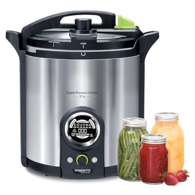 Presto 02152 17-Quart Digital Pressure Canner - Digital Display, Waterbath Capable, 10 Built-In Safety Features, Recipe Book, Stainless Steel