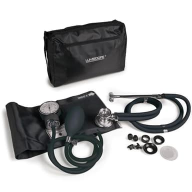 Lumiscope Professional Blood Pressure Kit - Stethoscope, Manual BP Cuff, Sphygmomanometer - Black